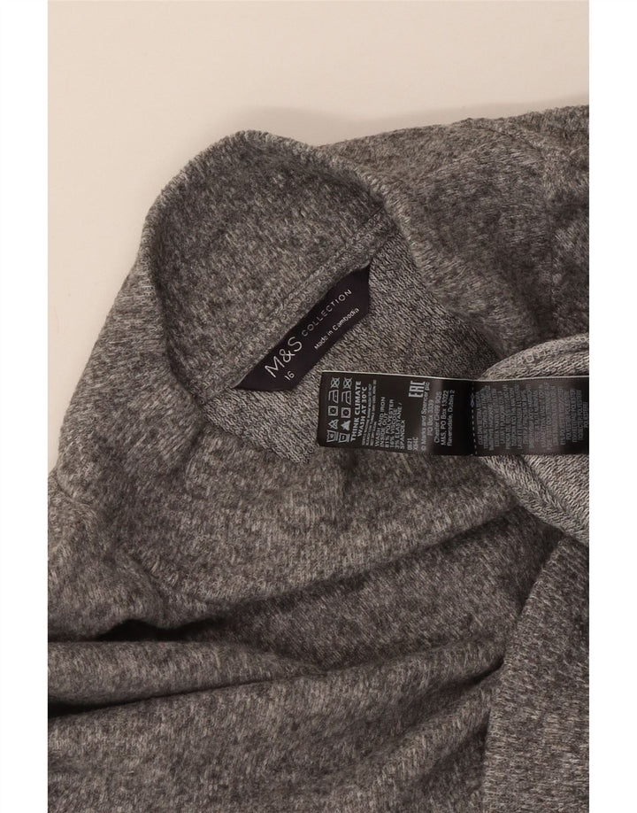 MARKS & SPENCER Womens Turtle Neck Jumper Sweater UK 16 Large Grey Flecked
