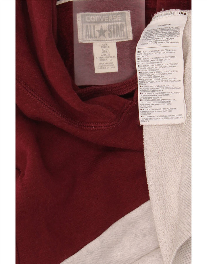 Converse Mens Hoodie Jumper Large Grey Colourblock Cotton