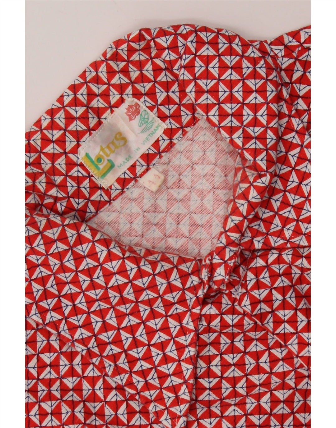 Vintage Mens Shirt Size 44 XL Red Geometric