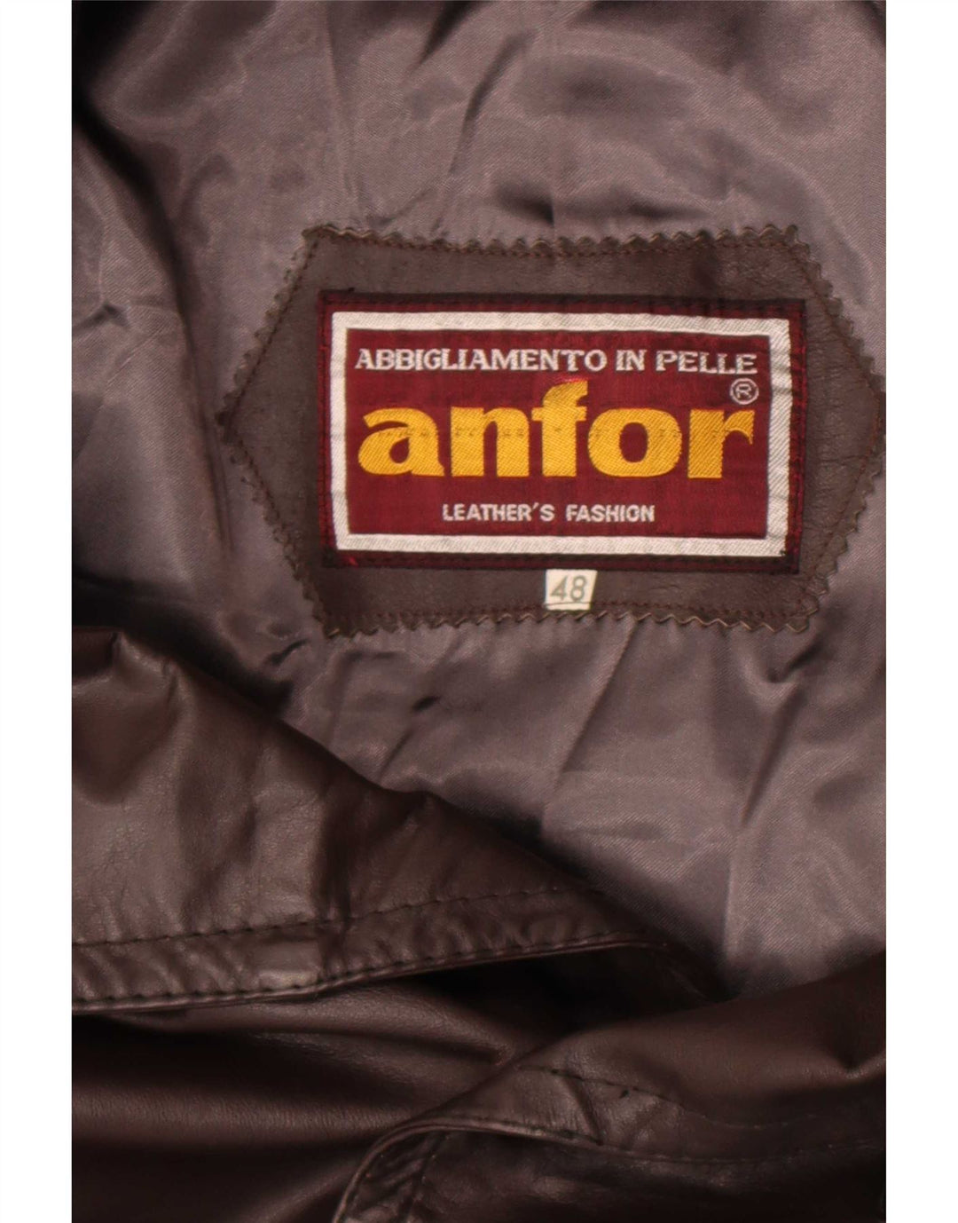 Anfor Mens Double Breasted Leather Coat IT 48 Medium Brown