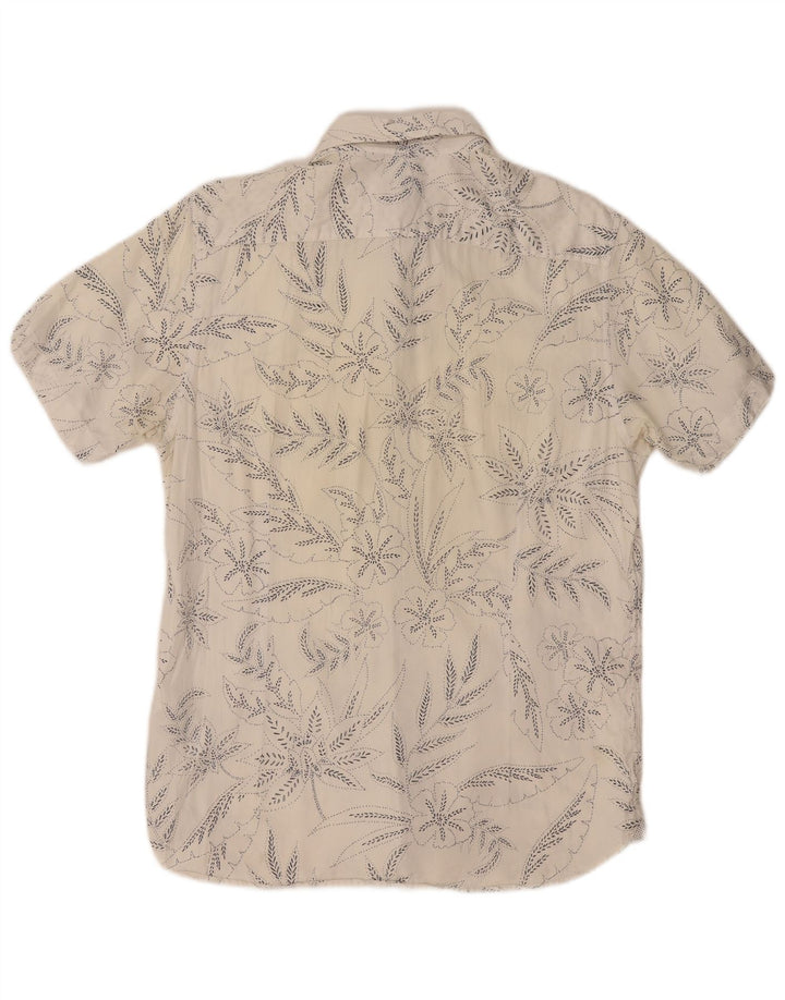 TED BAKER Mens Short Sleeve Shirt Size 4 Large White Floral Cotton