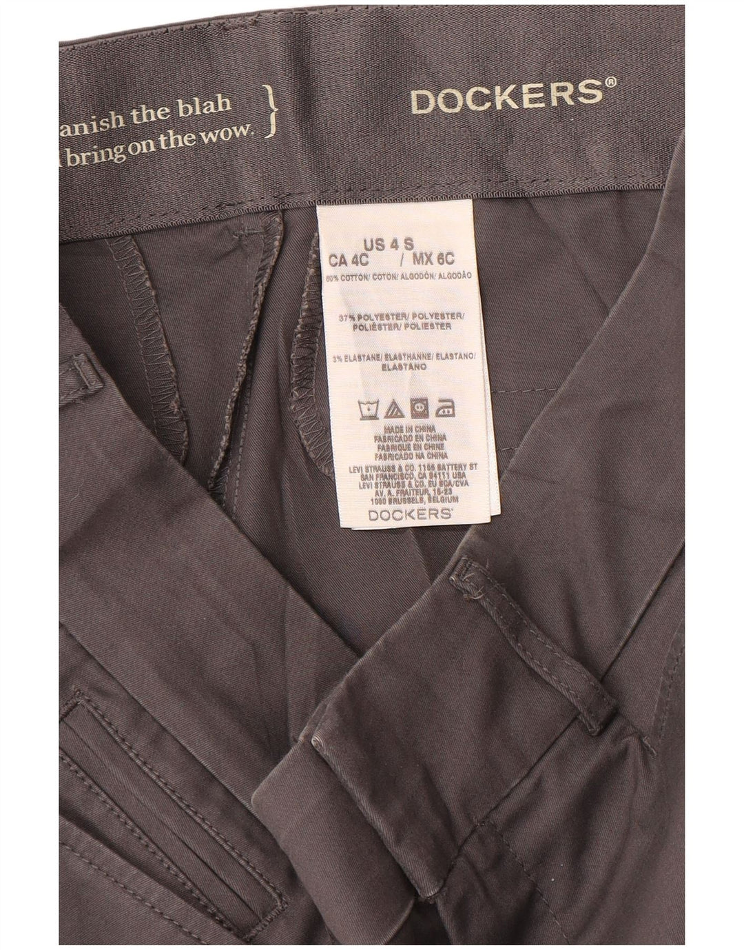DOCKERS Womens Straight Casual Trousers US 4 Small W30 L30 Grey Polyester