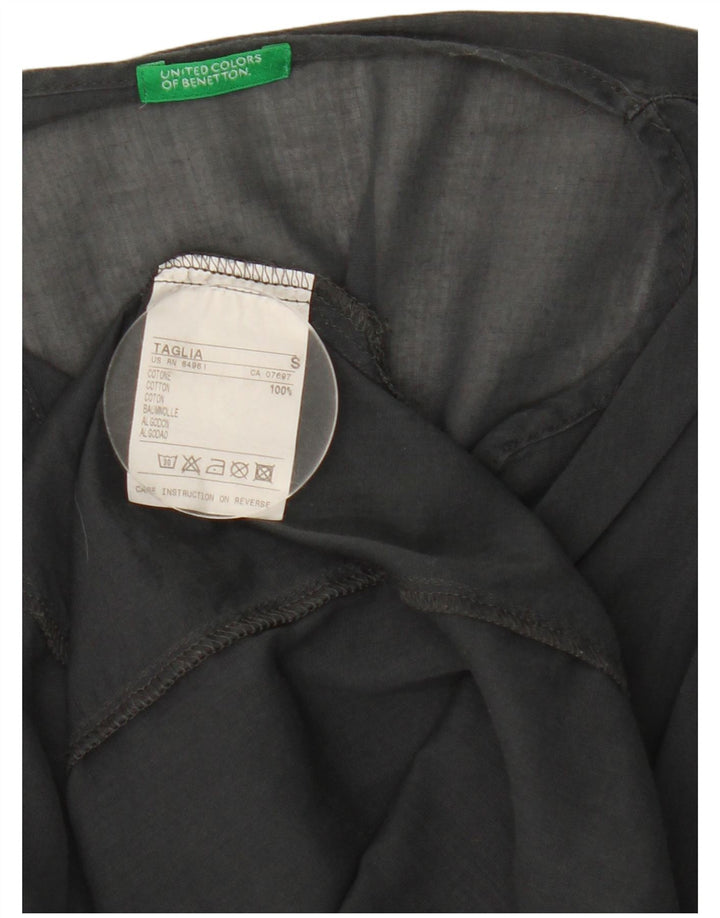 Benetton Womens See Through Oversized Tunic Dress UK 10 Small Grey Cotton