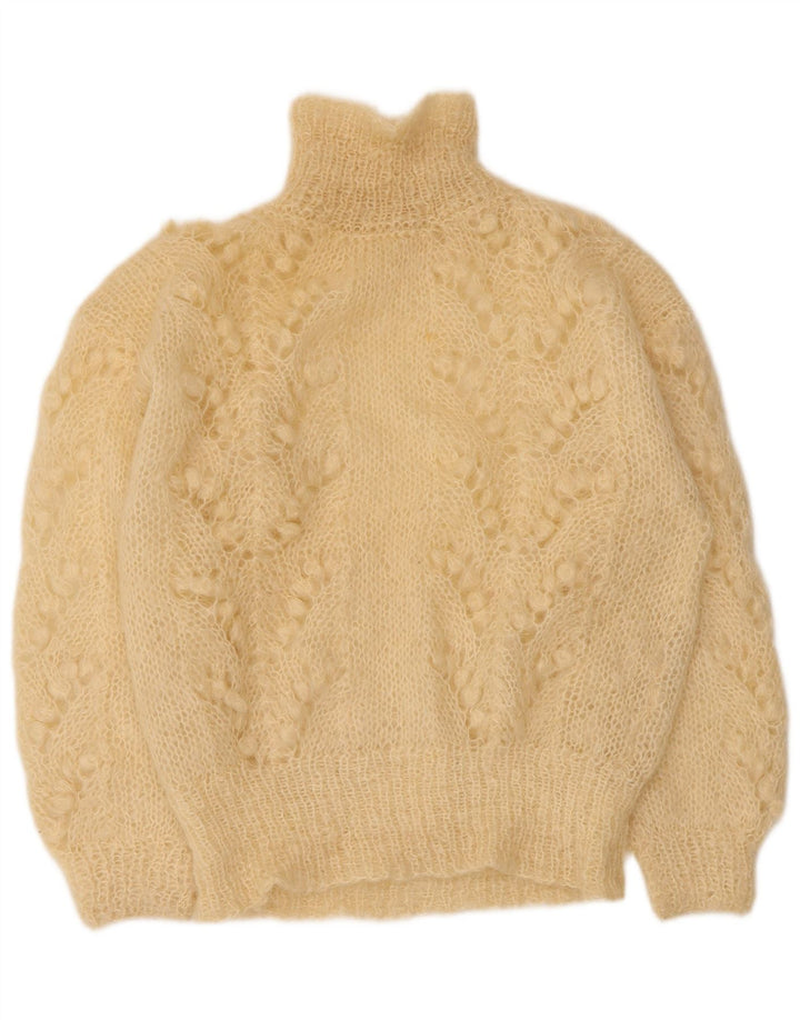 Vintage Womens Turtle Neck Jumper Sweater UK 14 Large Beige