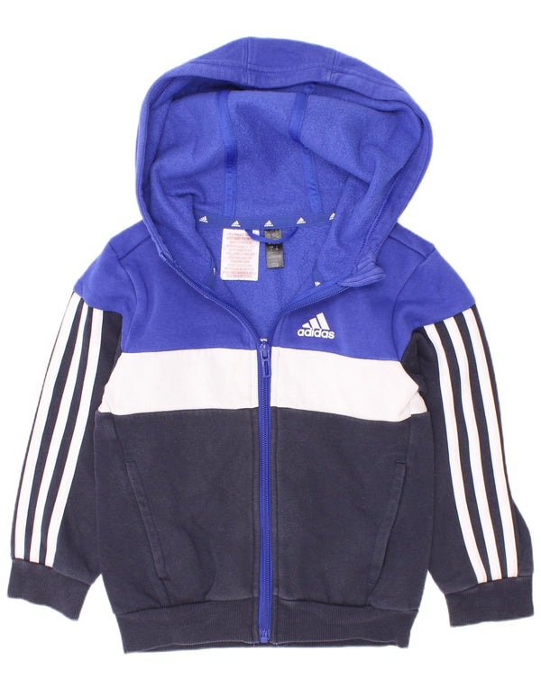 Adidas hættetrøje med lynlås til drenge 3-4 år Marineblå Colourblock Bomuld