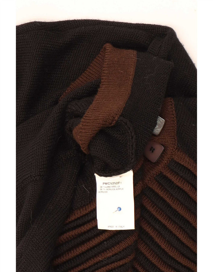 Vintage Damen Crop Cardigan Pullover IT 44 Medium Schwarz gestreift
