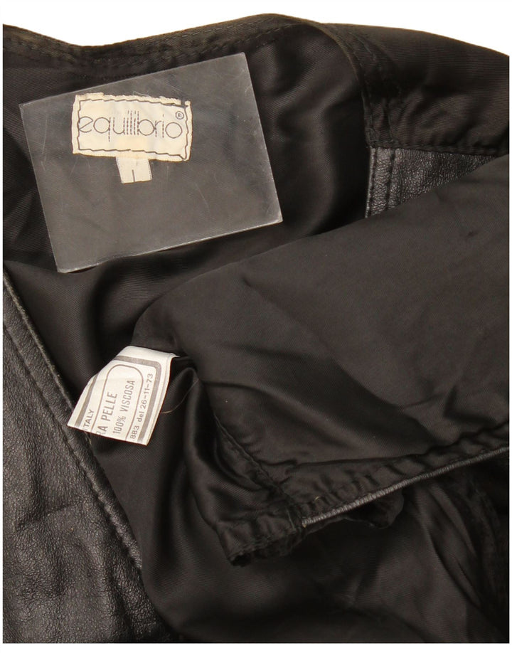 Gilet in pelle da uomo vintage grande in pelle nera