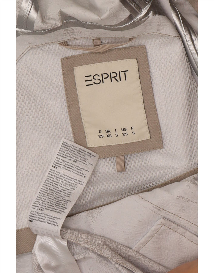 Esprit Womens Hooded Oversized Raincoat UK 6 XS Beige Polyester