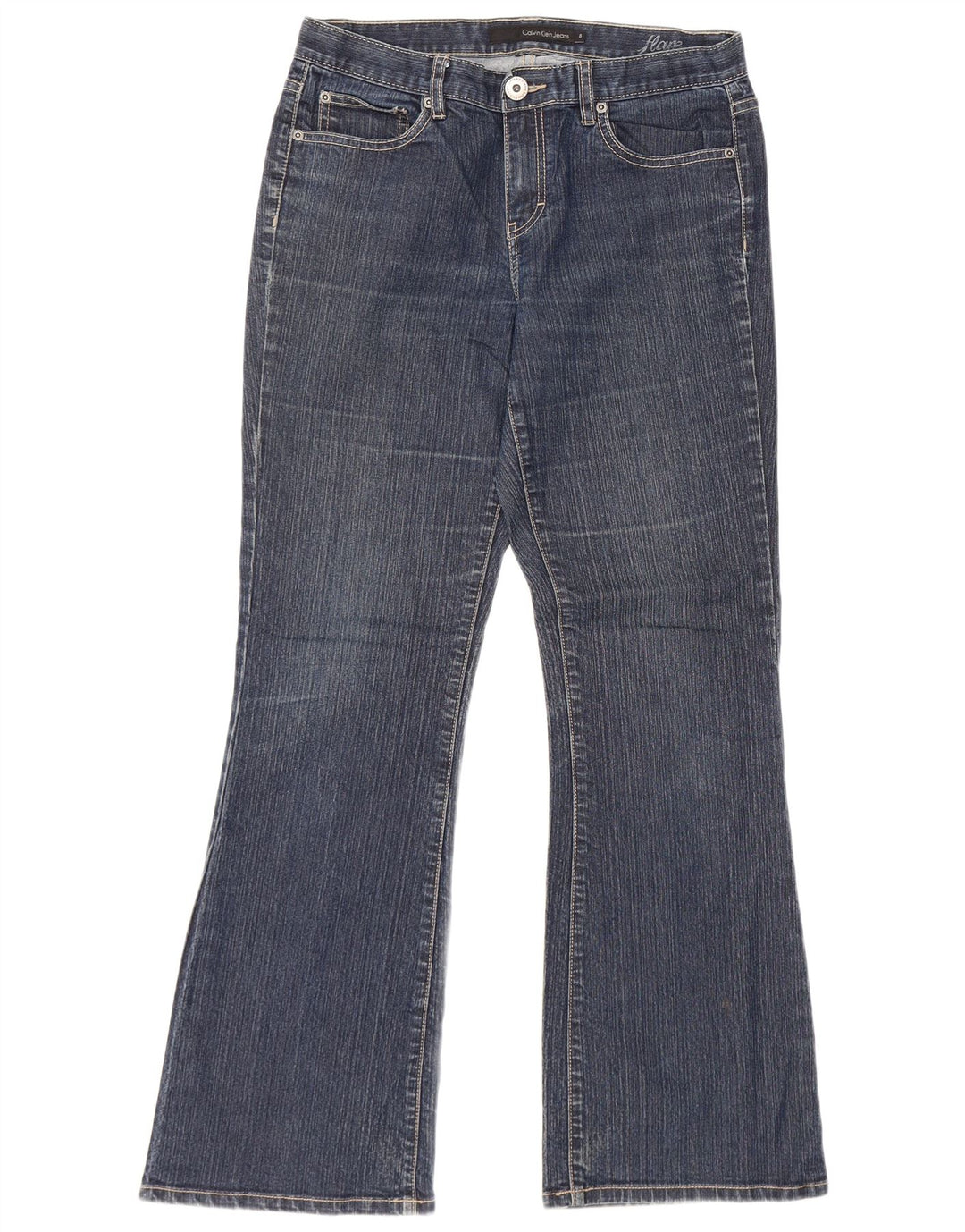 CALVIN KLEIN Womens Flared Jeans US 8 Medium W32 L31 Navy Blue Cotton