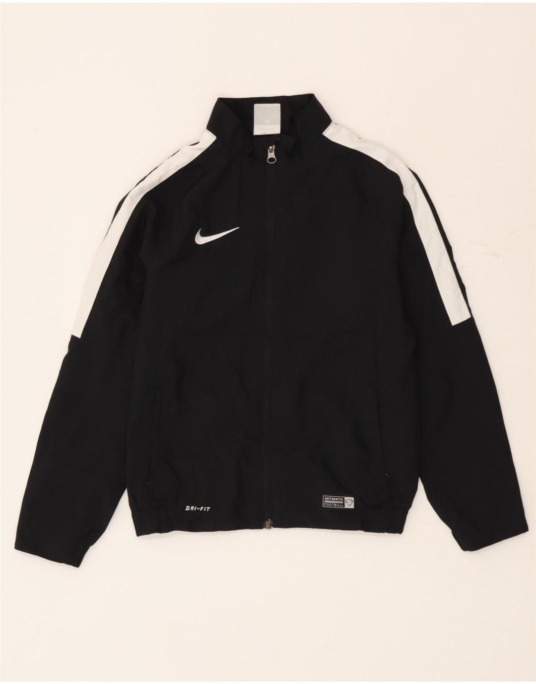 Nike Boys Dri Fit Tracksuit Top Jacket 8-9 Years Small Black Colourblock