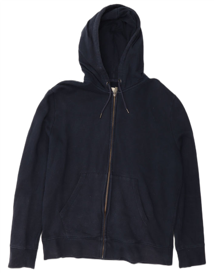 Marks & Spencer Mens Zip Hoodie Sweater Large Navy Blue Cotton