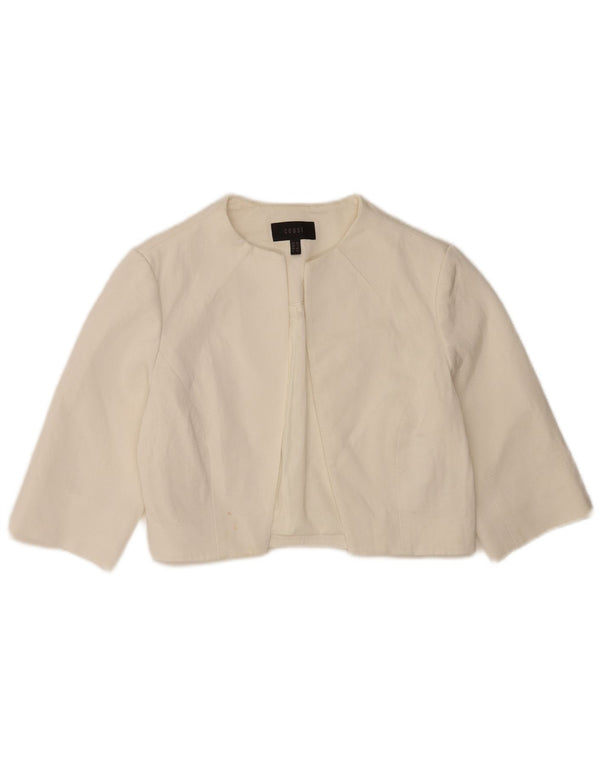 Coast Chaqueta Bolero Abierta de Manga 3/4 para Mujer UK 40 Viscosa Blanca Mediana