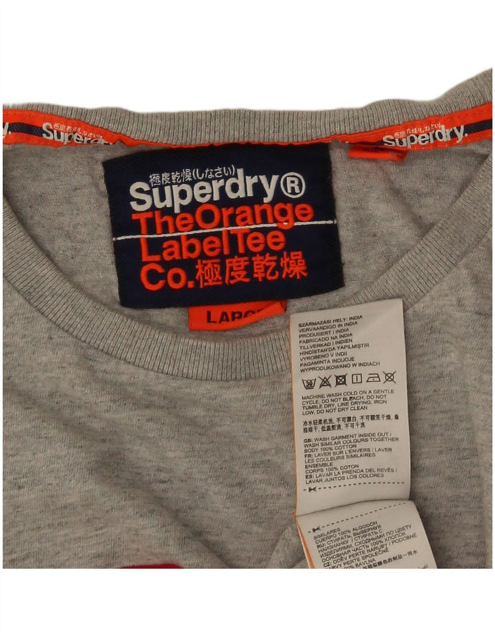 Superdry Mens T-Shirt Top Large Grey Colourblock Cotton