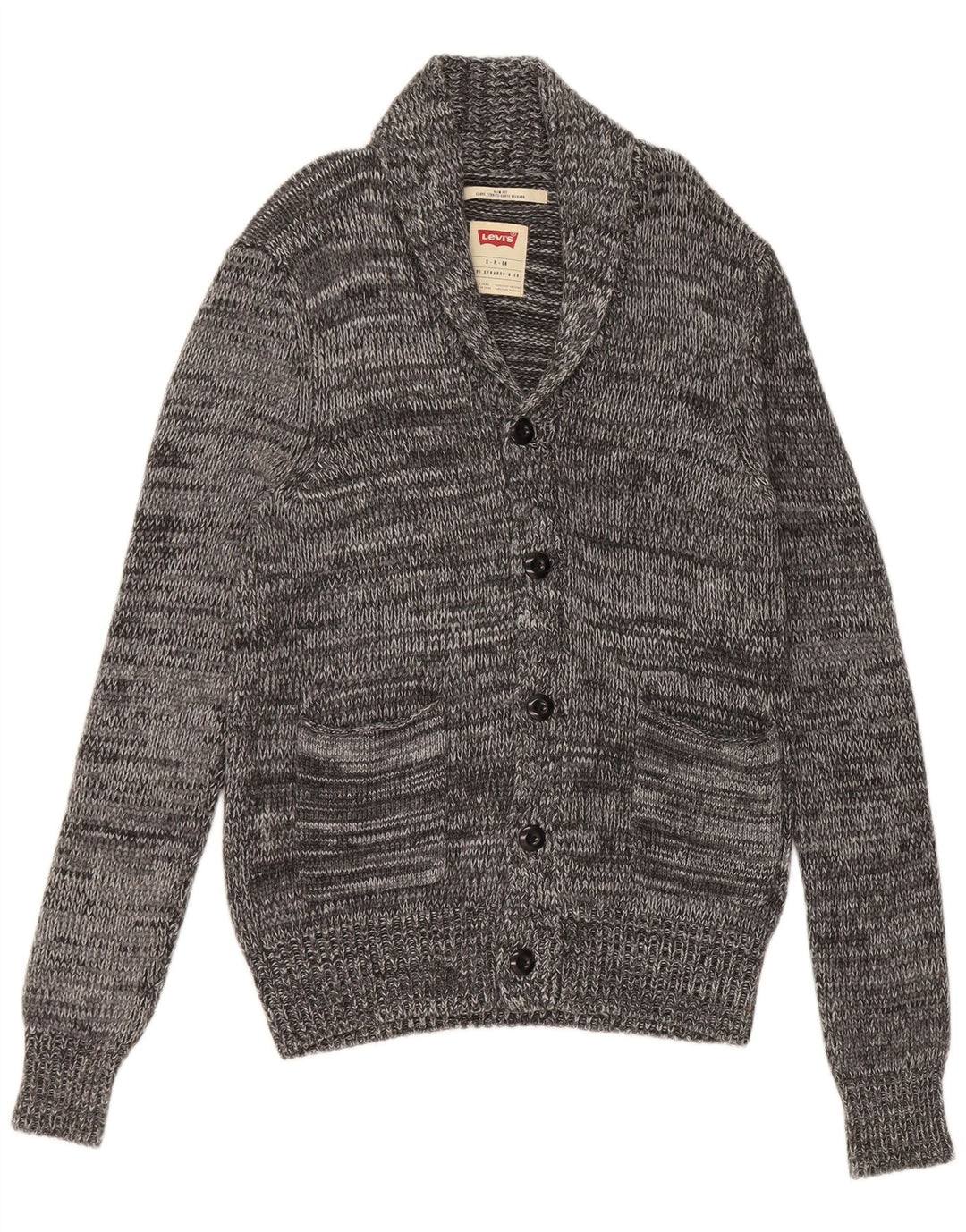 Levi's Mens Slim Fit Cardigan Sweater Small Grey Flecked Viscose