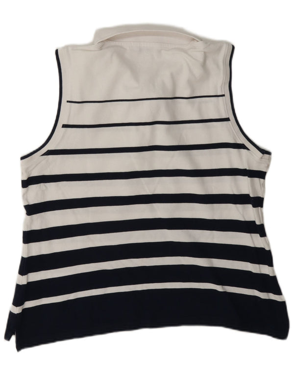U.S. Polo Assn. Womens Sleeveless Shirt UK 14 Large White Striped Cotton