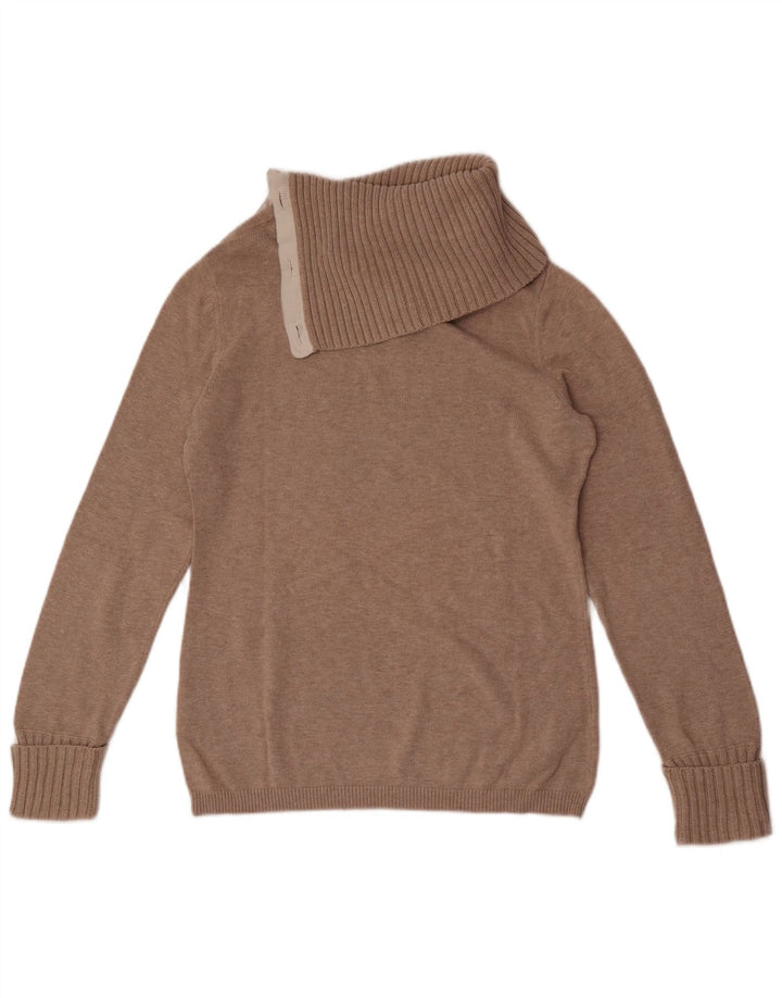 Banana Republic Womens Button Neck Jumper Sweater UK 14 Medium Beige