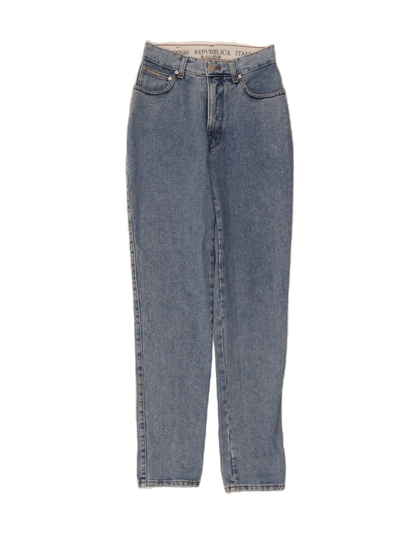 FENDISSIME Womens High Waist Jeans W27 L31 Blue Cotton 90s
