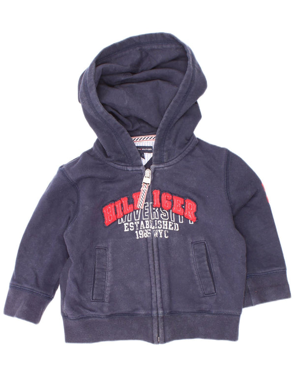 Tommy Hilfiger Свитер с капюшоном и молнией с графическим рисунком для мальчиков 9–12 месяцев, темно-синий