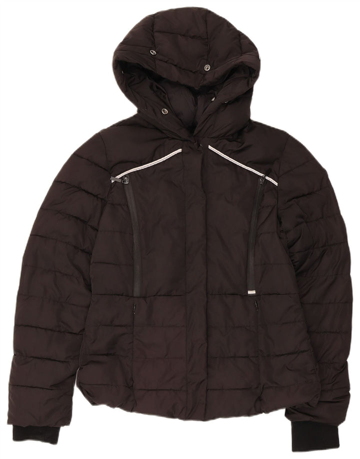 SUPERDRY Damska ocieplana kurtka z kapturem UK 10, mała, czarna, poliester