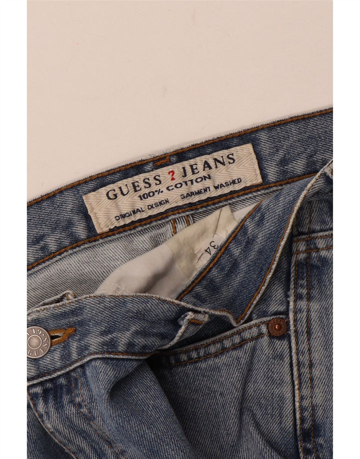 Guess Mens Distressed Straight Jeans W34 L31 Blue