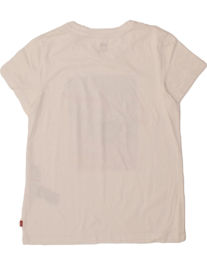 LEVI'S Womens Graphic T-Shirt Top UK 12 Medium White Cotton Vintage Levi's and Second-Hand Levi's from Messina Hembry 