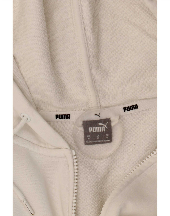 Puma Womens Crop Zip Hoodie Sweater UK 14 Medium White