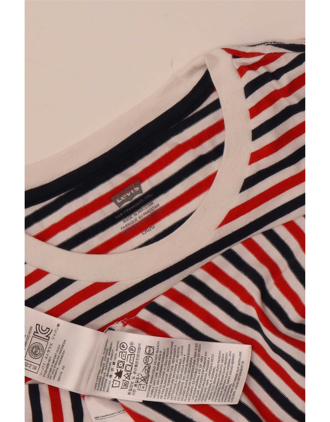 Camiseta masculina Levi's Top grande de algodão listrado multicolorido