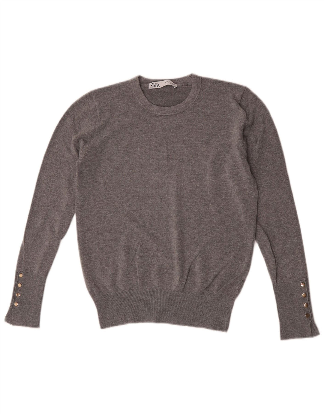 Zara Womens Crew Neck Jumper Sweater UK 12 Medium Grey