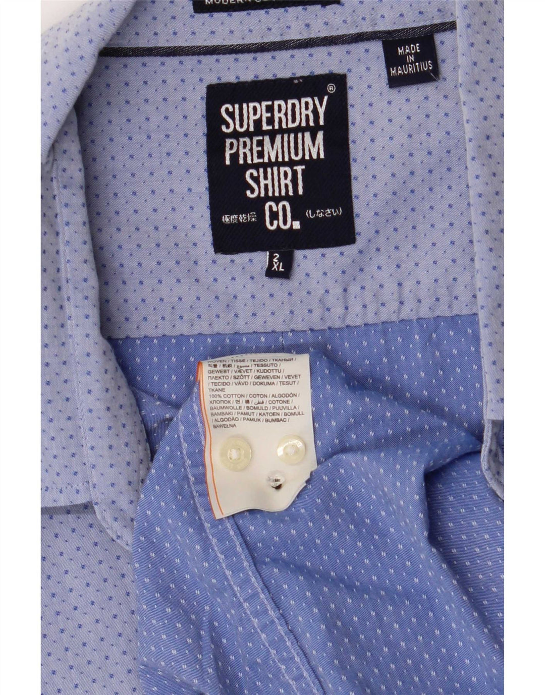 Superdry Mens Shirt 2XL Blue Spotted Cotton