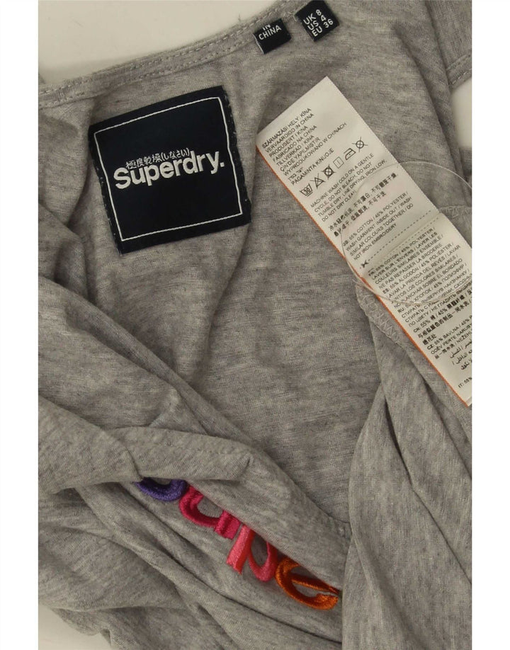 Superdry Womens Graphic Vest Top UK 8 Small Grey Cotton