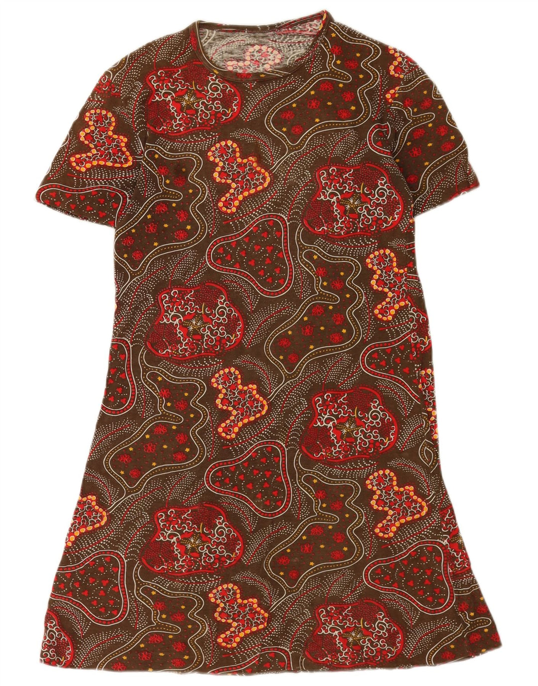 Vintage Womens Abstract Pattern T-Shirt Dress UK 12 Medium Multicoloured