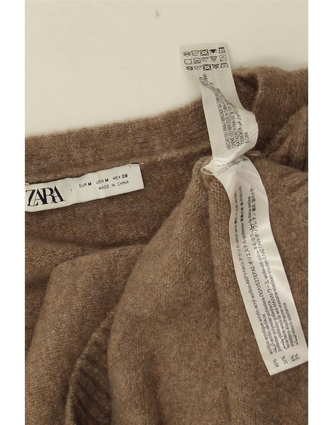 Zara Kvinders Oversized Cardigan Sweater UK 14 Medium Brun Akryl