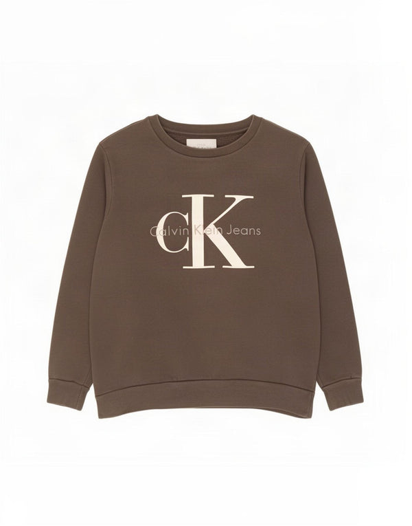 Calvin Klein Jeans Damen Grafik-Sweatshirt-Pullover UK 10 Small Braun