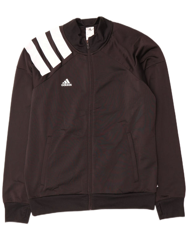Adidas Mens Tracksuit Top Jacket Large Black Colourblock Polyester