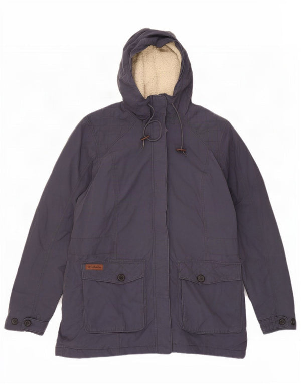 Casaco corta-vento feminino Columbia com capuz Sherpa UK 18 XL algodão azul