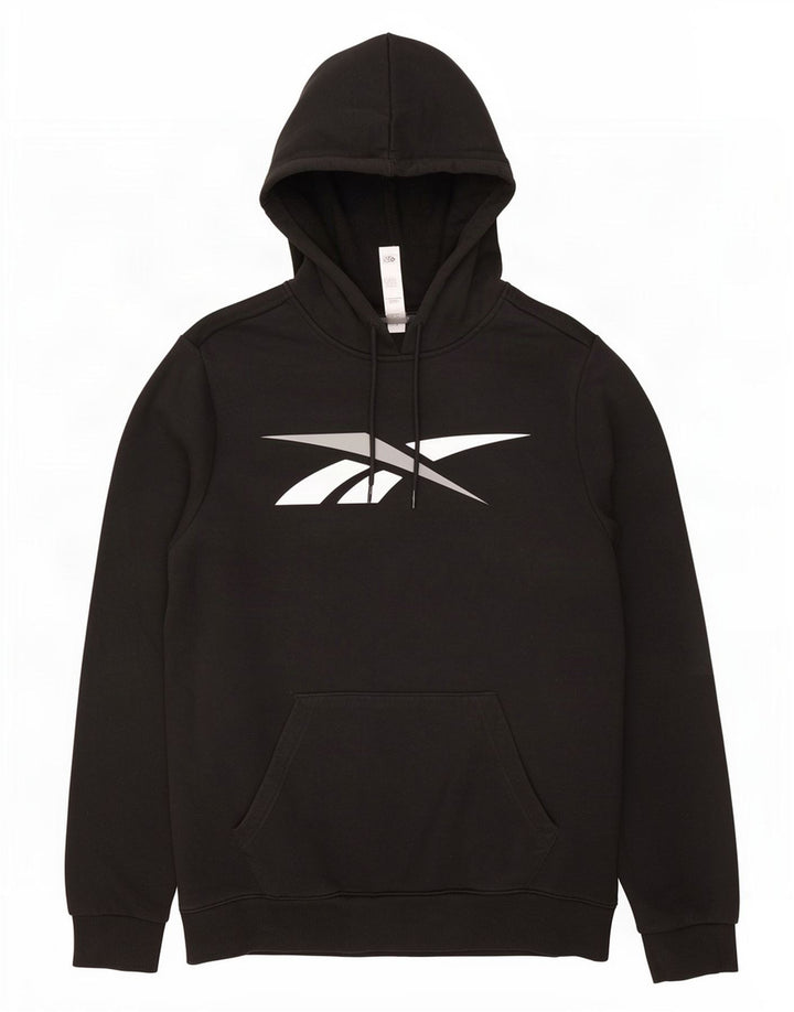 Reebok Mens Graphic Hoodie Jumper Medium Black Cotton