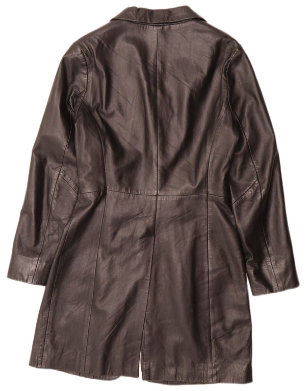 Stefanel Womens Leather Coat IT 40 Small Black