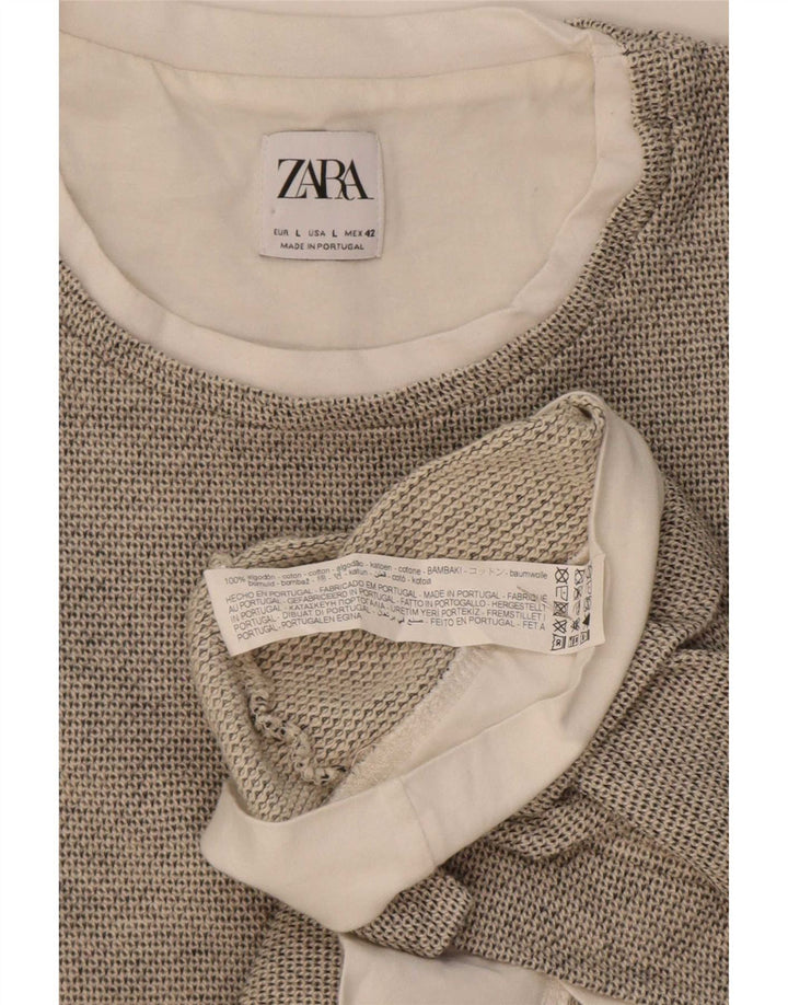 Zara Mens T-Shirt Top Large Grey Cotton