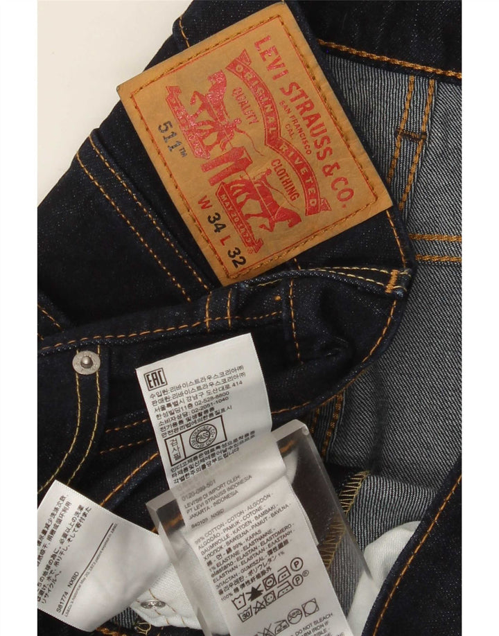 Jeans Levi's Uomo 511 Slim W34 L29 Cotone Blu Navy