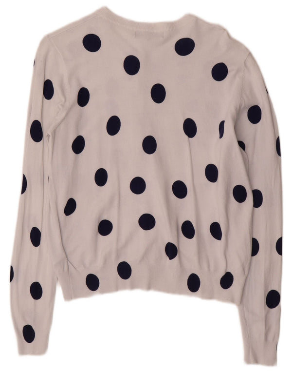 Marks & Spencer Womens Cardigan Sweater UK 16 Large White Polka Dot Viscose