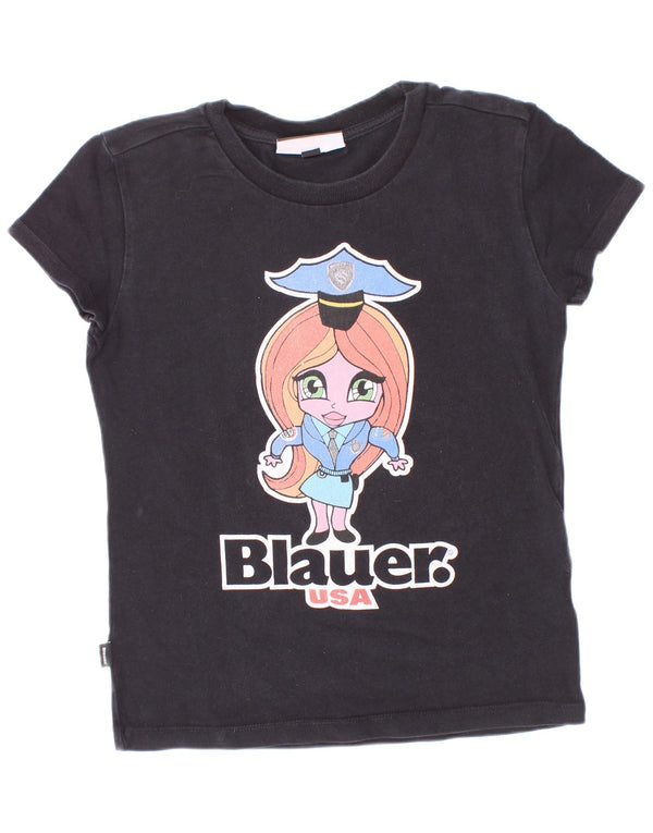 Blauer Girls Grafikus póló felső 9-10 éves fekete