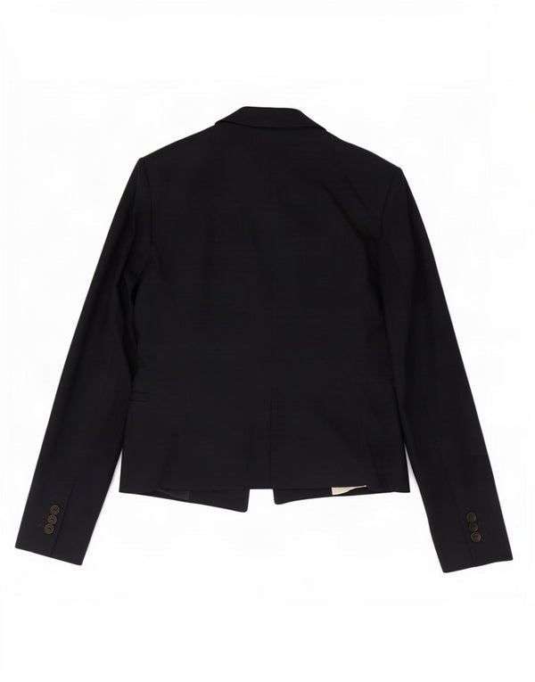 Zara Womens 1 Button Blazer Jacket UK 12 Medium Navy Blue Cotton