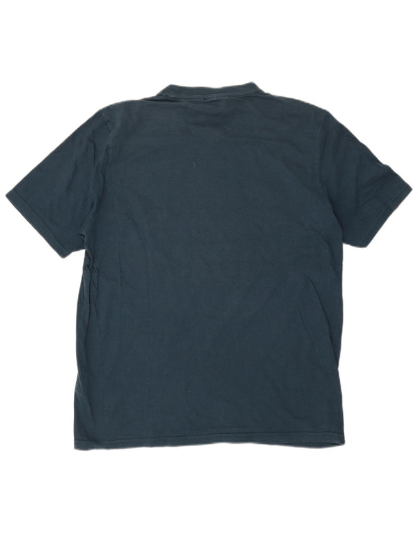Fila Herre grafisk T-shirt Top Medium Marineblå Colourblock Bomuld