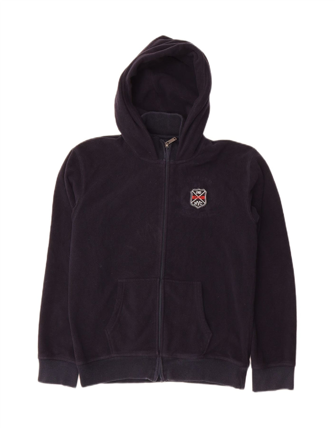 TOMMY HILFIGER Boys Hooded Fleece Jacket 15-16 Years Navy Blue Polyester