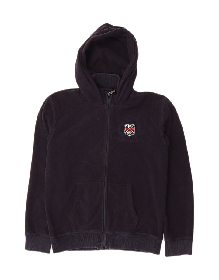 TOMMY HILFIGER Boys Hooded Fleece Jacket 15-16 Years Navy Blue Polyester