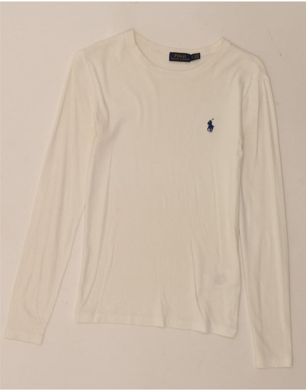 Polo Ralph Lauren Mujer Top Manga Larga UK 8 Pequeño Algodón Blanco
