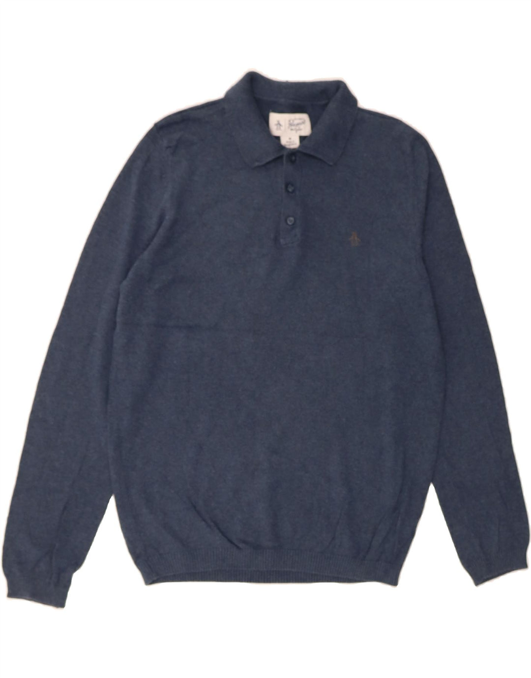 PENGUIN Mens Polo Neck Jumper Sweater Medium Navy Blue Vintage Penguin and Second-Hand Penguin from Messina Hembry 