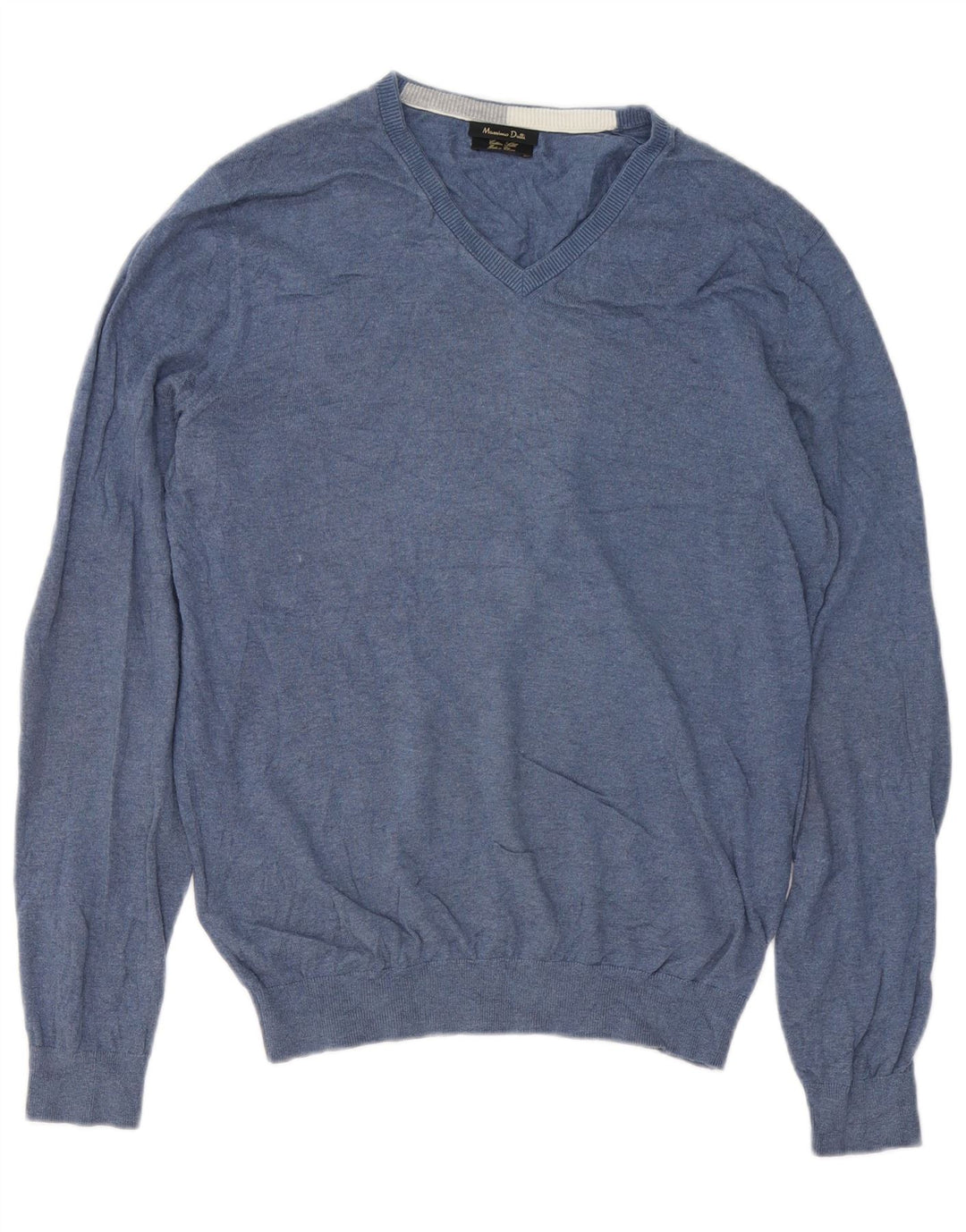 Massimo Dutti Herre V-hals sweater Medium Blå Bomuld