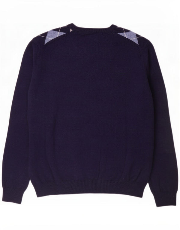 Marks & Spencer Pull col rond pour homme XL Bleu marine Argyle/Diamond