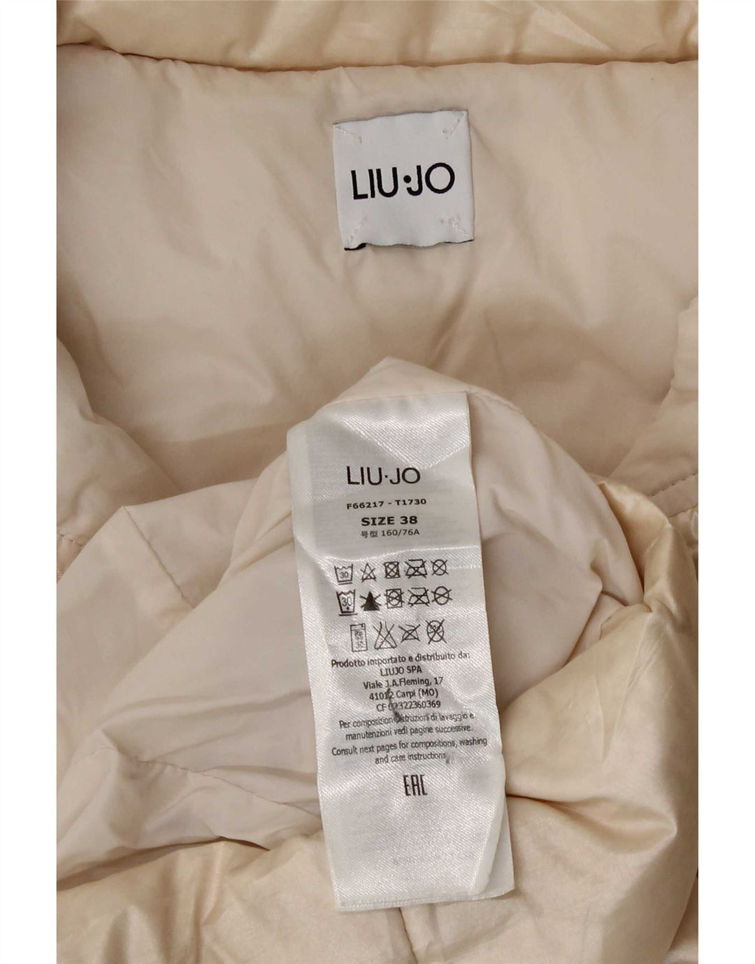Liu Jo Женское стеганое пальто IT 38 XS Off White Полиамид